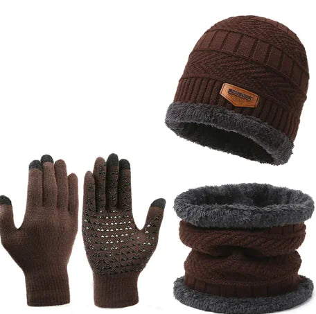 Winter Scarf Gloves Three-piece Set